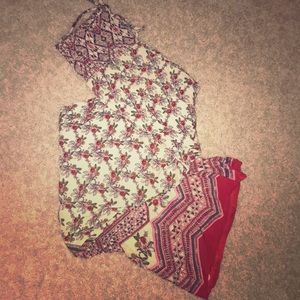 Pattern wide leg pants
